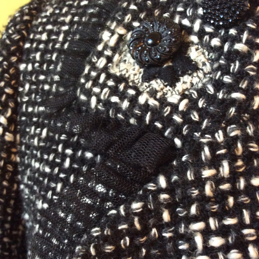Karen Kane Great Black & Ivory Woven Jacket sz 8 - Picture 4 of 16